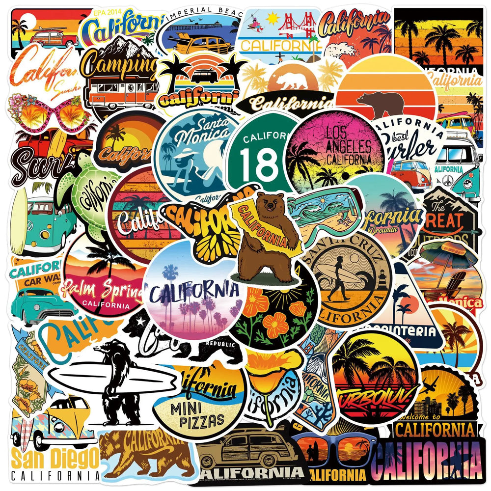 50pcs California Graffiti Stickers for Helmet, Wall, DIY Decoration (Online Order Only)