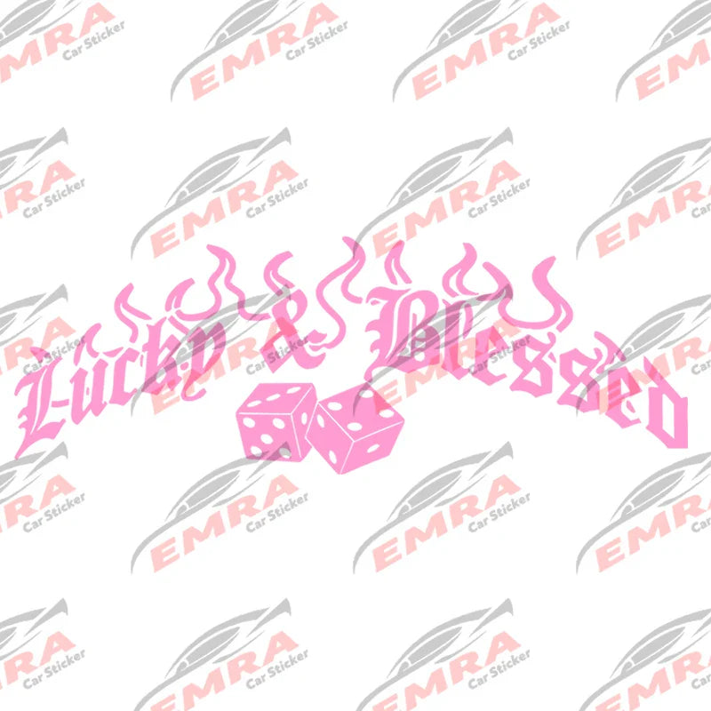 Lucky & Blessed Car Sticker for Windshield Rear Window Car Sticker Banner JDM Vinyl Graphics External Accessories Vinyl Decals (ONLINE ORDER ONLY)