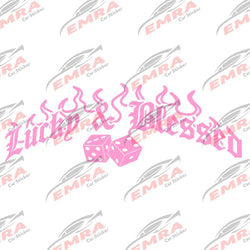 Lucky & Blessed Car Sticker for Windshield Rear Window Car Sticker Banner JDM Vinyl Graphics External Accessories Vinyl Decals (ONLINE ORDER ONLY)