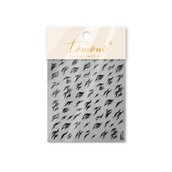 Chic Halo Dyeing Zebra Stripes Tender Black White Line Design Crescent Moon Arc Adhesive Nail Art Sticker Relief Manicure Decals (Online Order Only)