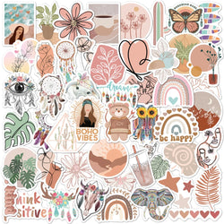 Bohemian Aesthetic Cartoon Stickers: Waterproof Decals for Laptop, Phone, Car, Luggage, Scrapbook (10/30/50pcs) (Online Order Only)