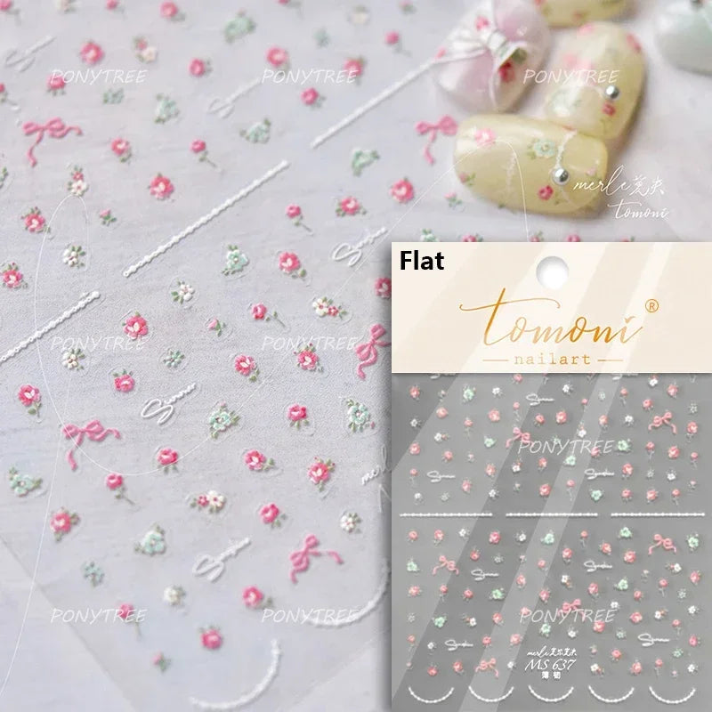 Retro Candlestick Holder Rose Rambler Birdcage Photo Frame Lace Self Adhesive Nail Art Sticker Charm Rhinestone Manicure Decal (Online Order Only)