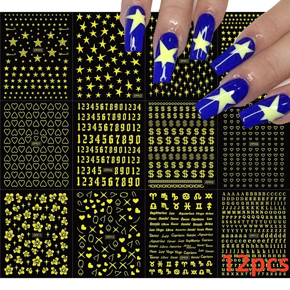 12PCS French Tassel Crescent Moon Arc Self Adhesive Nail Art Sticker 3D French Kiss Crescent Nail Stickers Lines Manicure Decals (ONLINE ORDER ONLY)