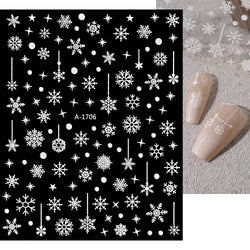 3D Gold Glitter Snowflake Nail Sticker Winter Reflective Elk Star Balloon Christmas Tree Foil Xmas New Year Decal Tips Decoratio (ONLINE ORDER ONLY)