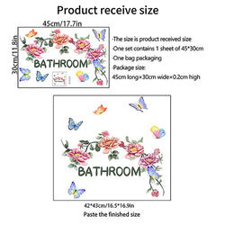 Floral English Bathroom Wall Stickers Creative Door Sticker Toilet Living Room Bedroom Study Decorative Wallpapers Art Decals (Online Order Only)