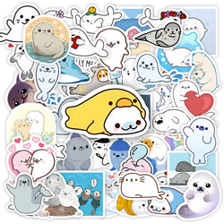 Kawaii Cute Cartoon Seals Stickers DIY Toy Gift Decorative Graffiti Decal for Phone Luggage Laptop Bottles Scrapbook Waterproof (Online Order Only)