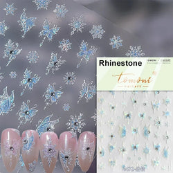 Winter Christmas Crystal Delicate Hexagon Romantic Laser Silver Chic Snowflakes Self Adhesive Nail Art Sticker 5D Manicure Decal (ONLINE ORDER ONLY)