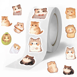 100-500pcs Cute Fat Cat Sticker Thank You Sticker DIY Gift Baking Package Decoration Lables Scrapbooking Stationery Supplies (ONLINE ORDER ONLY)