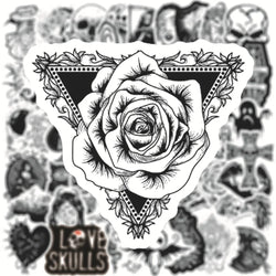 10/30/50/100pcs Black White Gothic Horror Skeleton Graffiti Stickers Skateboard Phone Fridge Luggage Car Cool Waterproof Sticker (ONLINE ORDER ONLY)