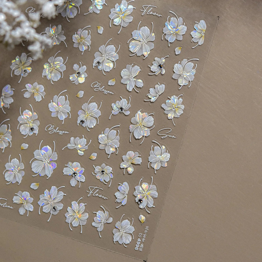 Charm Pink Yellow Flower Petal Stamen Stamen Peony Self Adhesive Nail Art Decorations Stickers Shiny Rhinestone Manicure Decals (ONLINE ORDER ONLY)