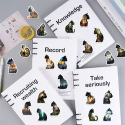 10/30/50PCS Black Dreamy Cat Sticky PVC Sticker Aesthetic Children's Stationery DIY Decoration Scrapbooking School Supplies (ONLINE ORDER ONLY)