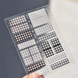 Charming Geometric Black Khaki Brown Grid Houndstooth Snowflake Flat Chic  Adhesive Nail Art Decoration Stickers Manicure Decals (Online Order Only)