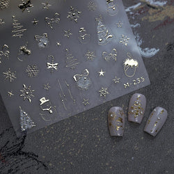 Hot Stamping Christmas Tree Bell Bowknot Cane Snowman Star Adhesive Nail Art Stickers Snowflake Glitter Powder Manicure Decals (ONLINE ORDER ONLY)