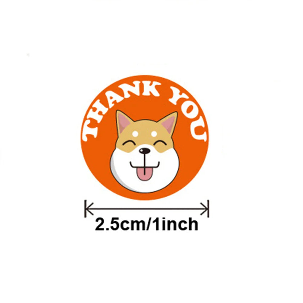 100-500pcs Round Cartoon Animals Thank You Stickers Cute Cats Teachers Reward Handmade Sealing Stickers Stickers (Online Order Only)