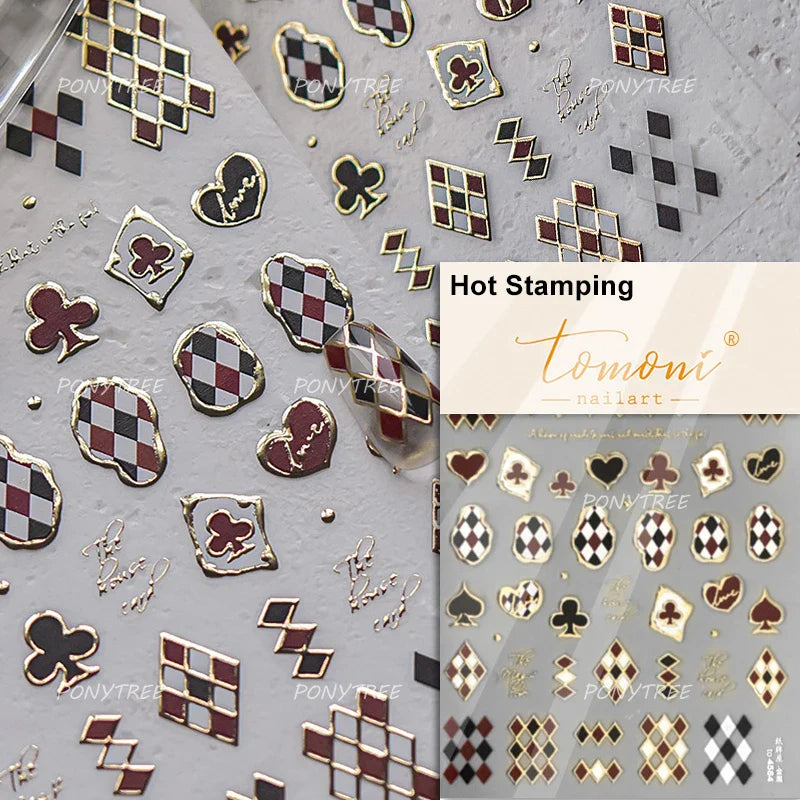 Black Punk Star Heart Laser Stroke Dark Wind Sexy Water Droplet Delicate Adhesive Nail Art Decorations Stickers Manicure Decals (ONLINE ORDER ONLY)
