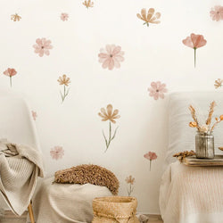 Boho Flower Wall Stickers Watercolor Removable Eco-friendly PVC Decals (Online Order Only)