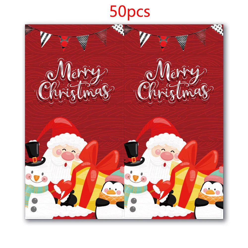 10-50pcs Merry Christmas Stickers 5*10cm Red Christmas Gift Decor Seal Stickers Cute Santa Stickers Stationery Supplies (Online Order Only)