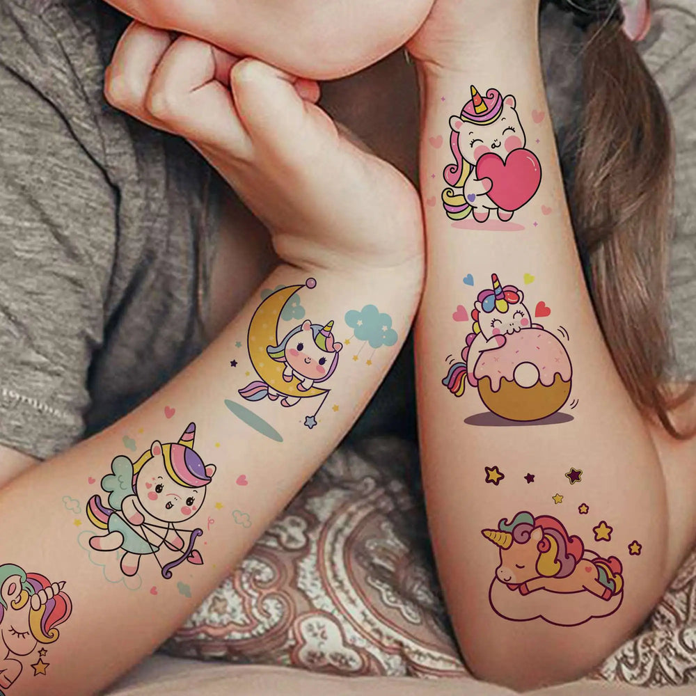 50 PCS Cute Unicorn Temporary Tattoos For Girls Kids Face Waterproof Fake Tattoo Sticker Cartoon Birthday Gifts Tatoos Body Art (ONLINE ORDER ONLY)
