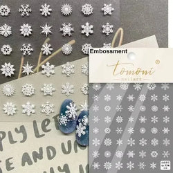 Winter Christmas Crystal Delicate Hexagon Romantic Laser Silver Chic Snowflakes Self Adhesive Nail Art Sticker 5D Manicure Decal (ONLINE ORDER ONLY)