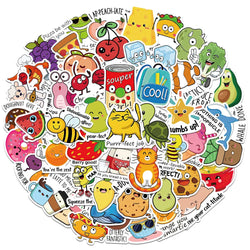 10/30/50PCS Educational Stickers for Kids Cartoon Animal Food Graffiti Sticker DIY Luggage Laptop Phone Bike Skateboard Kids Toy (Online Order Only)