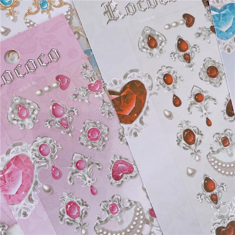 Cute Love Gem Pearl Stickers Diary Scrapbooking DIY Album Decoration Sticker Aesthetic Personalized INS Kawaii Korean Stationery (ONLINE ORDER ONLY)