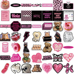 10/30/55PCS Cute Black Pink Word Decoration Scrapbooking PVC Sticker Aesthetic Children's Stationery School Supplies for Kids (Online Order Only)