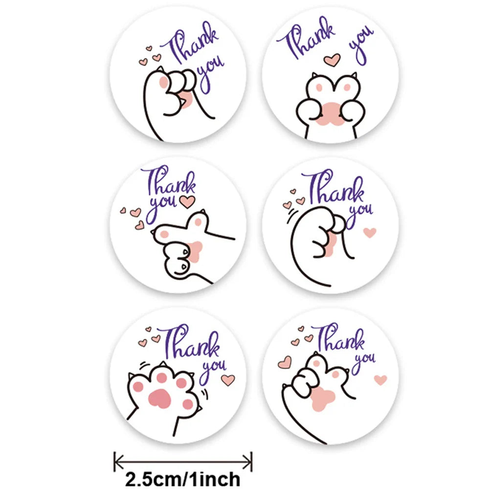 100-500pcs Cartoon Thank You Seal Sticker New Style Festival Manual Diy Decorate Sealing Sticker Thank You Label (ONLINE ORDER ONLY)