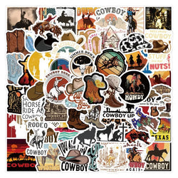 60pcs Western Cowboy Graffiti Stickers for Suitcase, Water Cup, Phone, Laptop, Scooter, Refrigerator (Online Order Only)