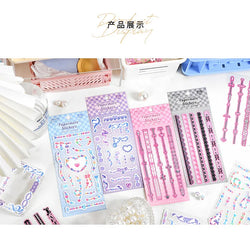 2Pcs/lot Cute Ribbon Chain Stickers Lace Idol Card Scrapbooking DIY Album Decoration Sticker Aesthetic Kawaii Stationery (ONLINE ORDER ONLY)