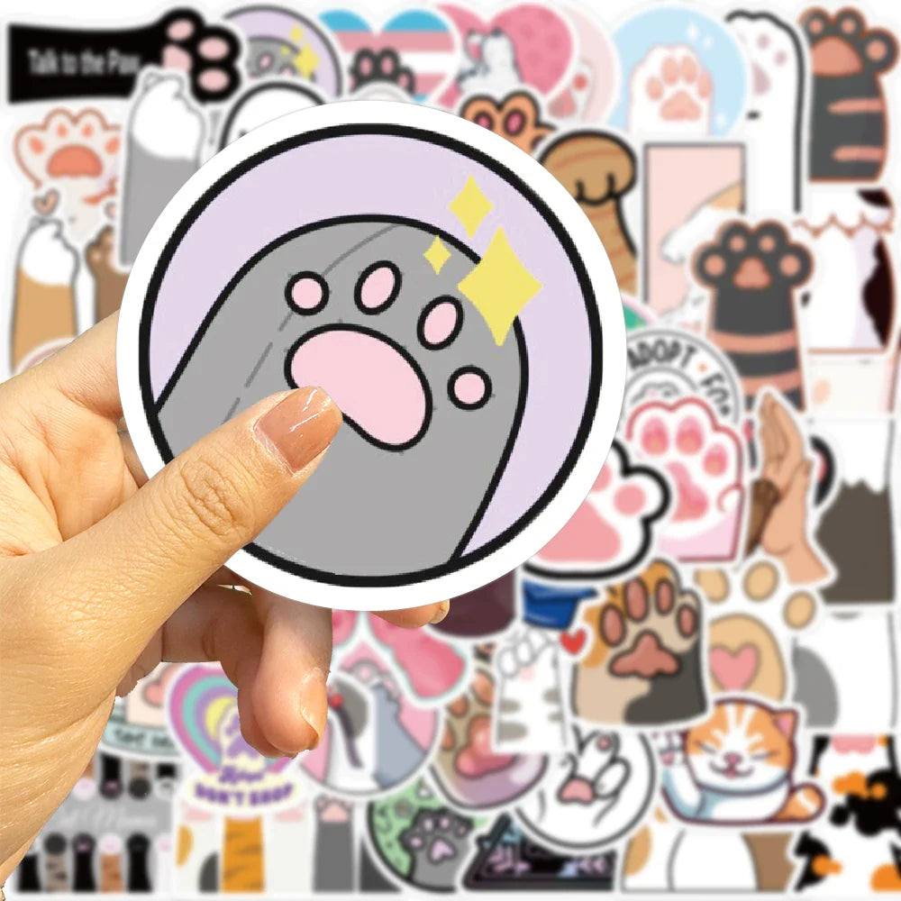 61PCS Cute Cat Paw PVC Sticker Aesthetic Children Decoration For Scrapbooking Korean Stationery School Supplies for Kids Toys (Online Order Only)