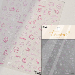 White Halo Dyeing Cat Face Cup Black Orange Toy Umbrella Love Heart Kitty Cake Embossed Relief Nail Art Stickers Manicure Decals (ONLINE ORDER ONLY)