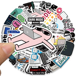 50PCS Cool Engineer Programming Network Coding Hacker MEME Stickers Vinyl DIY Computer Laptop Motorcycle Helmet Car Sticker (Online Order Only)