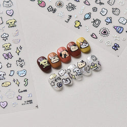 Line Cat Dog Bear Rabbit Chicken Animals Apple Cherry Cake Bowknot Butterfly Balloon Rainbow Nail Art Stickers Manicure Decals (ONLINE ORDER ONLY)