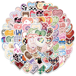 Kawaii Heart Cartoon Stickers Pack - Love Graffiti Decals for DIY, Phone, Laptop, Scrapbook (Online Order Only)