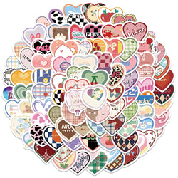 Kawaii Heart Cartoon Stickers Pack - Love Graffiti Decals for DIY, Phone, Laptop, Scrapbook (Online Order Only)