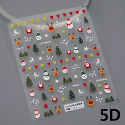 Snowman Apple Stars Gift Bell Snowflake Christmas Tree 3D Jelly Self Adhesive Nail Art Stickers Santa Claus Xmas Manicure Decals (ONLINE ORDER ONLY)