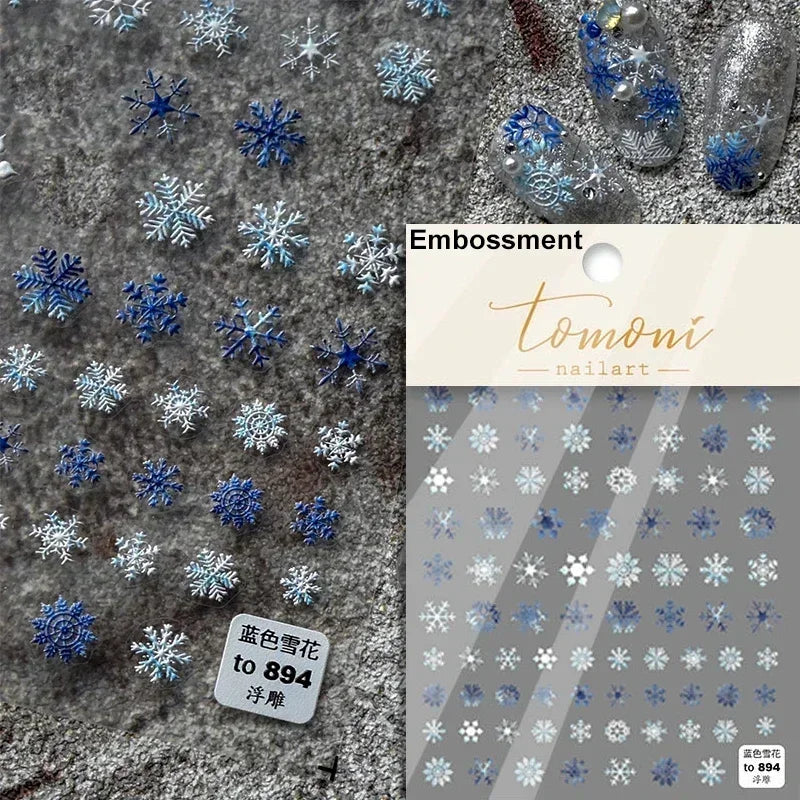 Black White Christmas Tree Snowflake Bowknot Snowman Socks Star Santa Hat Deer Rhinestone Winter Nail Art Sticker Manicure Decal (Online Order Only)