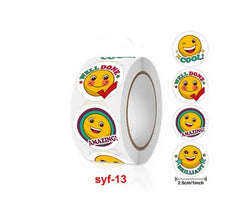 Smile Face Sticker 500 Pcs/roll For Kids Reward Sticker Yello Green Red Labels Happy Smile Face Expression Sticker Kids Toys (ONLINE ORDER ONLY)