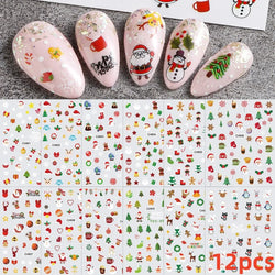 12PCS White Flowers Leaves 3D Nail Stickers Star/Moon/Sun Nail Art Decoration Decals Geometric Flower Stickers Nail Art Supplies (ONLINE ORDER ONLY)
