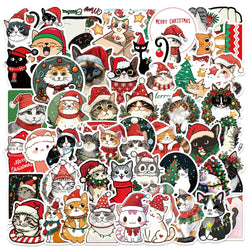 Cartoon Christmas Cat Stickers PVC Waterproof Skateboard Notebook Decor (ONLINE ORDER ONLY)