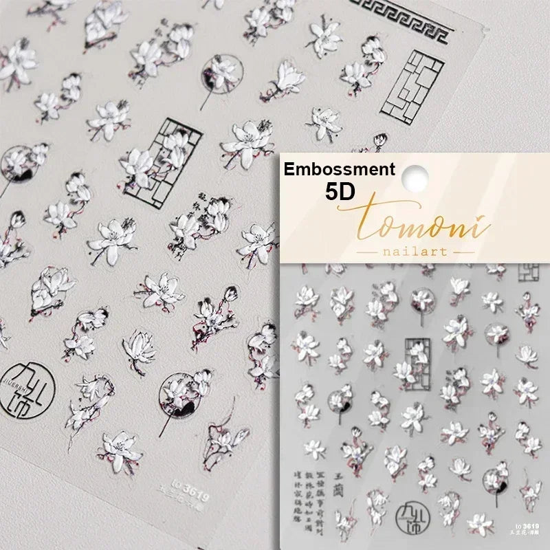 Hummingbird Iris Butterfly Peony Rose Tulip Daisy Lily Flowers Morning Glory Pearl Rhinestones Nail Art Sticker Decoration Decal (ONLINE ORDER ONLY)