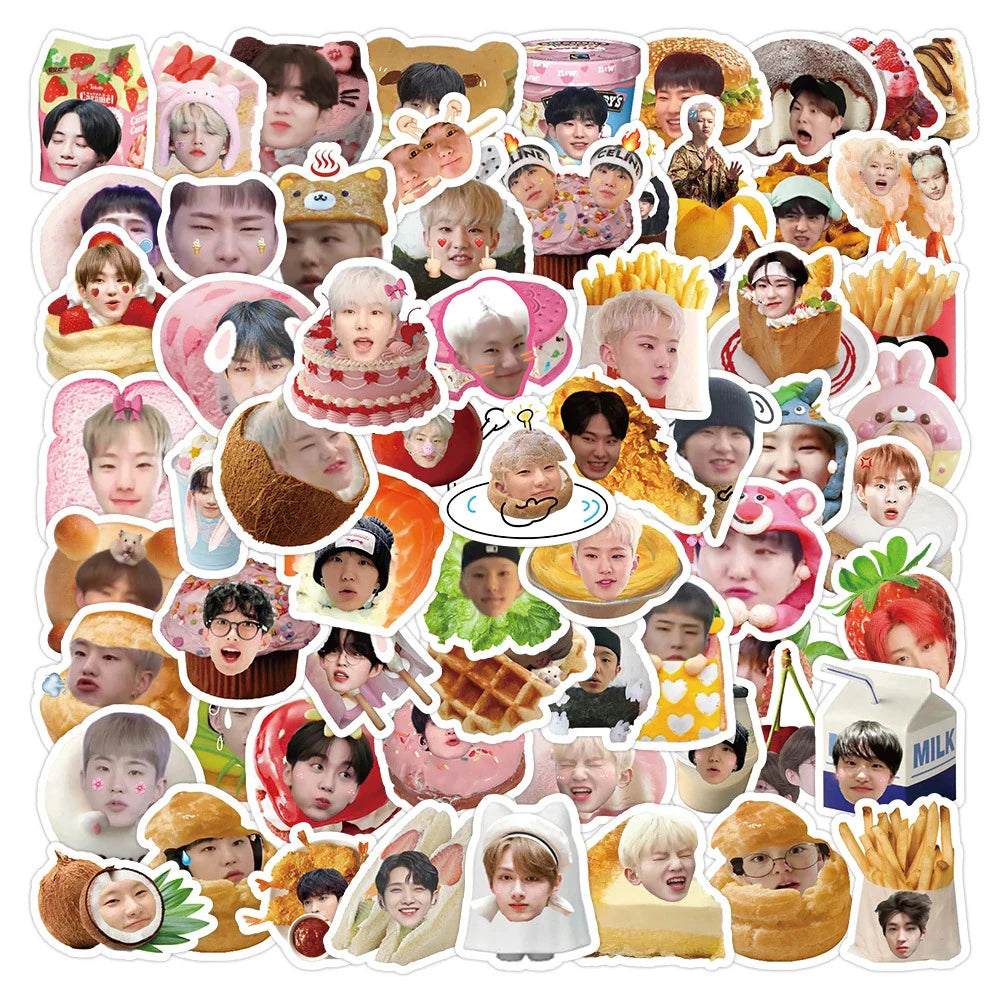 10/30/50/104PCS Korean Boys Group K-Pop Stars as Food Sticker Packs (ONLINE ORDER ONLY)