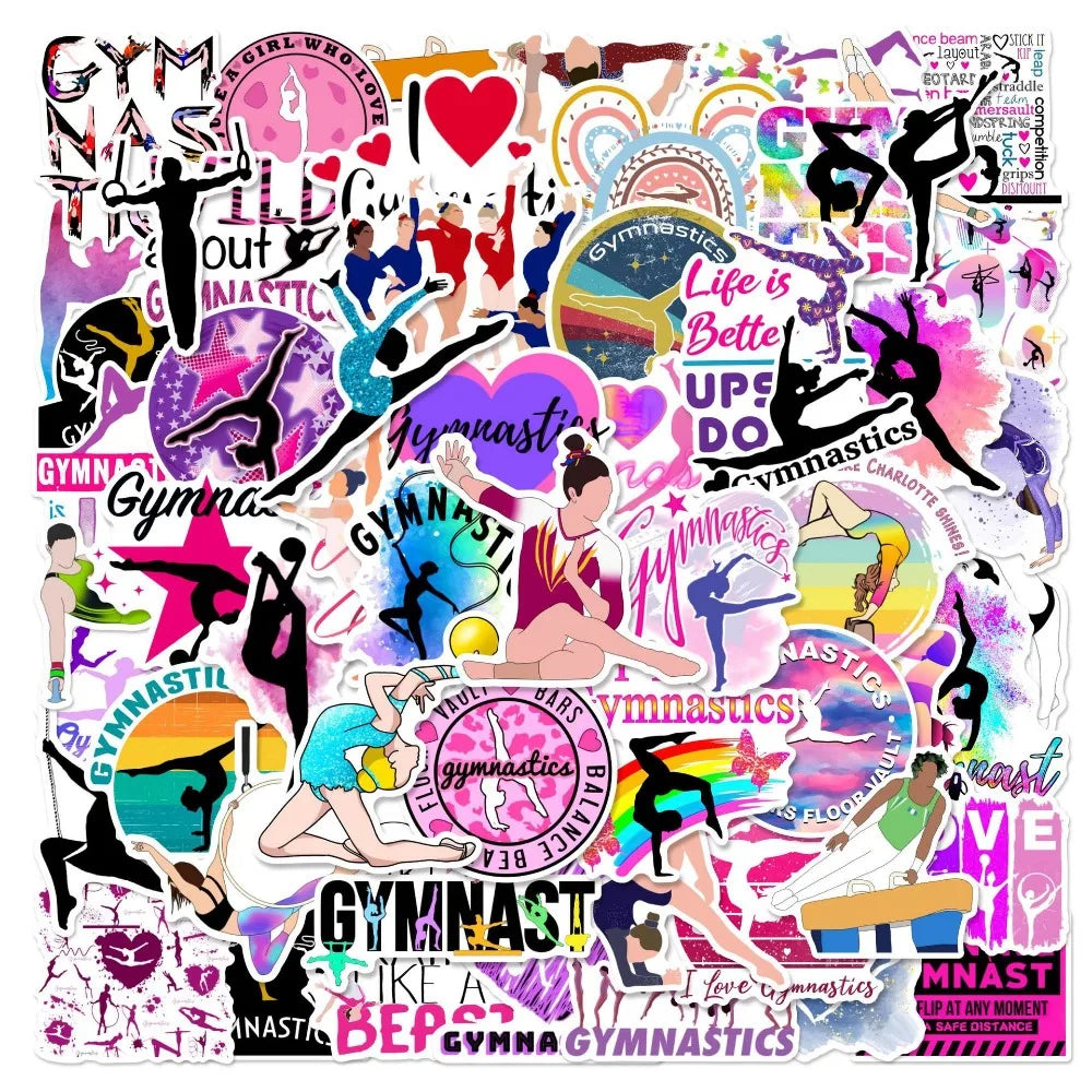 Gymnastics Stickers Decals for DIY Scrapbooking Phone Laptop Water Bottle Helmet (Online Order Only)