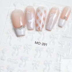 Gold Silver White Black Pink Blue Bowknot Ribbon Flat 3D Line Gird Strap Tie Elegant Charming Nail Art Stickers Manicure Decals (ONLINE ORDER ONLY)