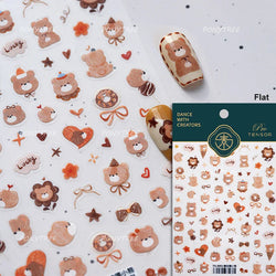 Toast Butter Brioche Bread Dim Sum Cookie Cherry Pudding Food Fork Doughnut Relief Adhesive Nail Art Stickers Manicure Decals (ONLINE ORDER ONLY)