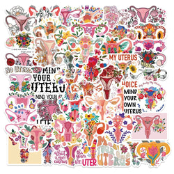Uterus Feminism Flower Stickers Waterproof Decals for Laptop Phone Luggage Guitar Motorcycle (Online Order Only)
