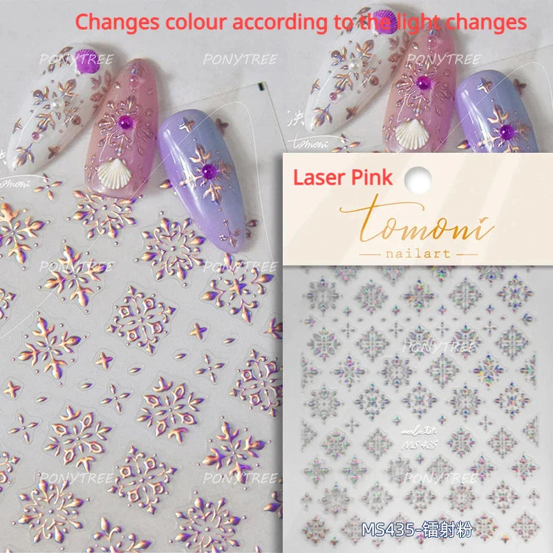 Gold Stamped Silver Totems Geometric Patterns Figure 5D Self Adhesive Nail Art Stickers Stars Bohemia Manicure Decals Wholesale (Online Order Only)