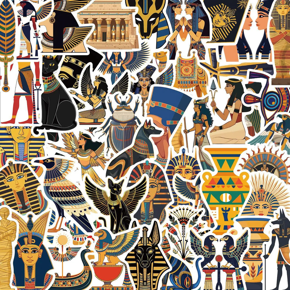 Ancient Egyptian Art Stickers PVC Waterproof Skateboard Notebook Graffiti 10/30/50PCS (Online Order Only)
