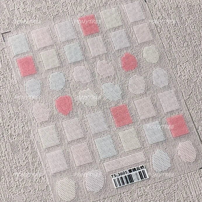 Retro White Lace Fabric Piece Bowknot English Letter Decorative Border Irregular Cloth Block Adhesive Nail Art Stickers Decals (ONLINE ORDER ONLY)