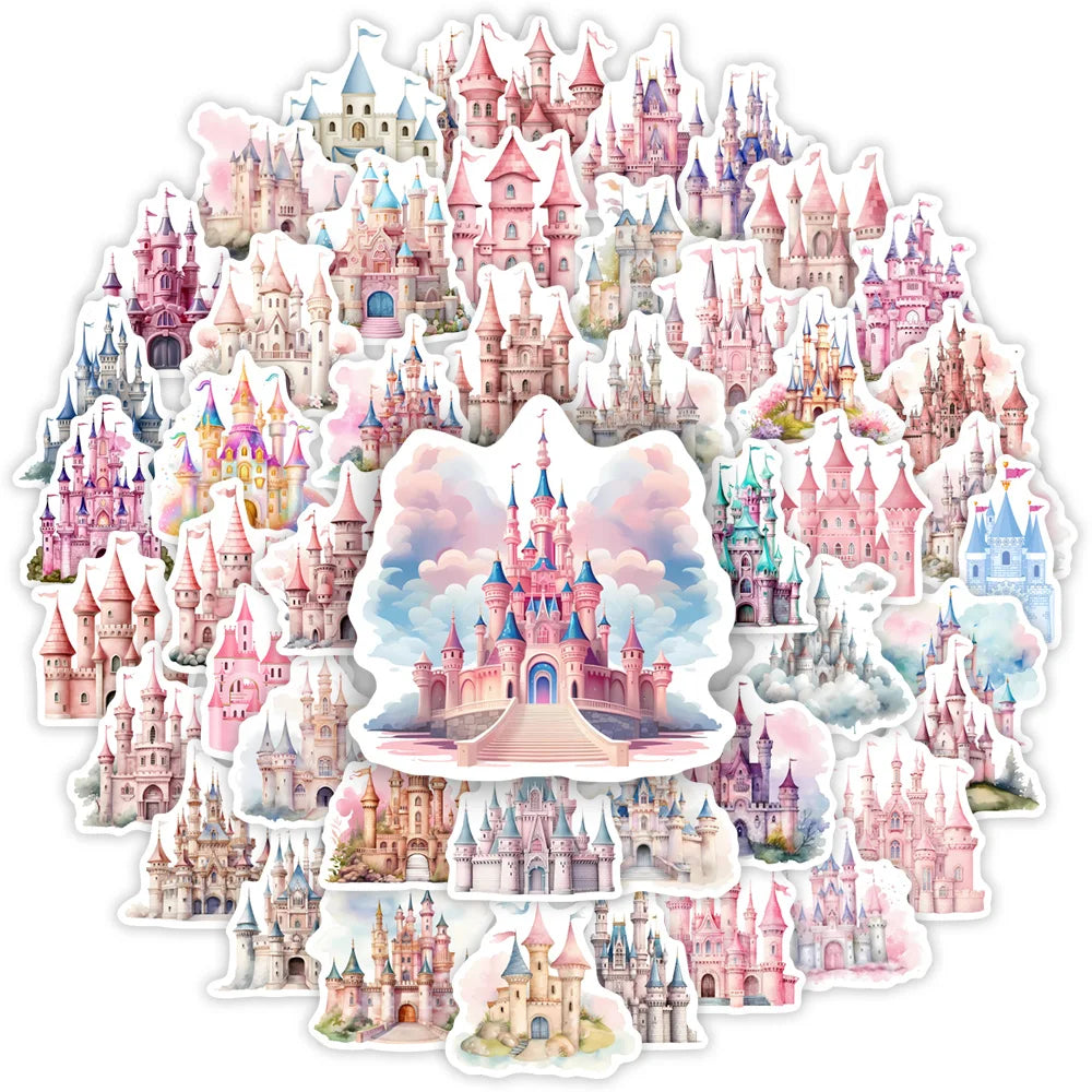 Watercolour Cartoon Castle Stickers DIY House Decal for Laptop Phone Scrapbook Luggage Decorative Bottles Graffiti Waterproof (ONLINE ORDER ONLY)